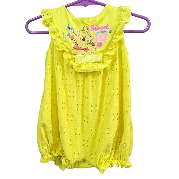 Disney Winnie-the-Pooh Yellow Bubble Romper Infant Size 3-6 Months - Picture 1 of 6
